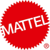 the mattel logo is a red star with white writing on it.